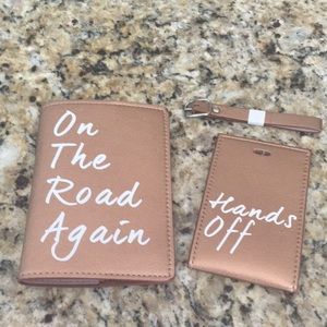 Bronze Leather Passport Cover and Luggage Tag